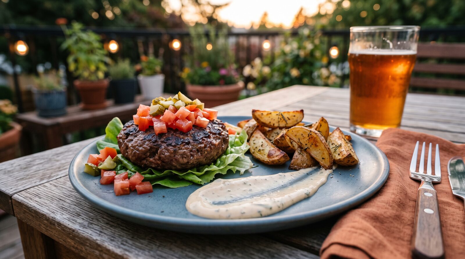 Burger bowl with potatoes