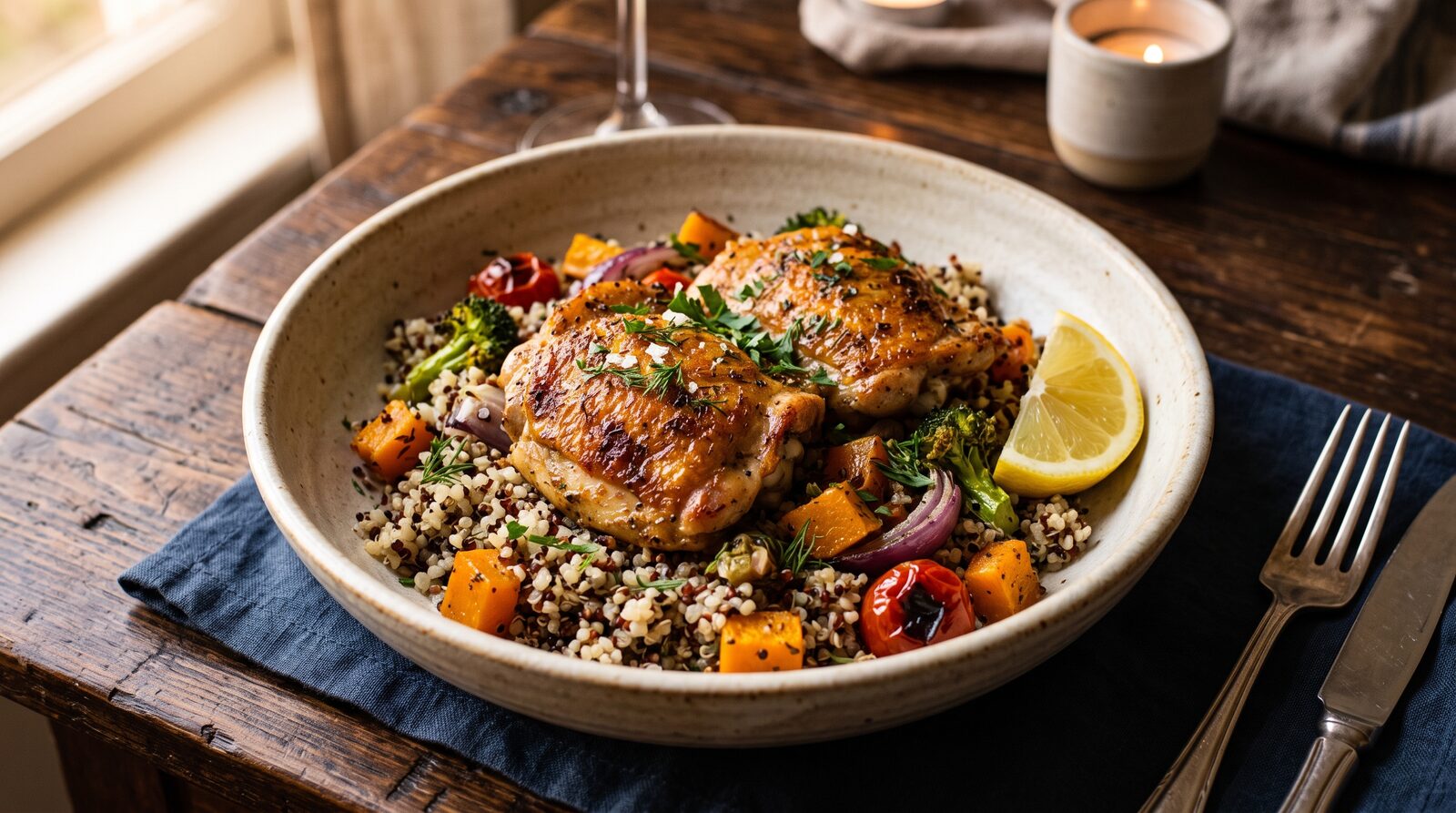Chicken thigh power bowl
