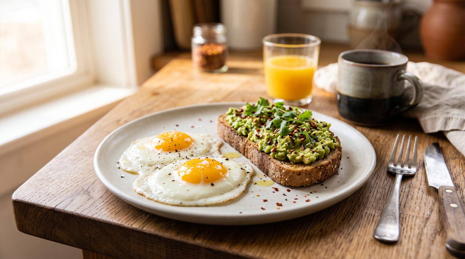 Egg and avocado toast plate