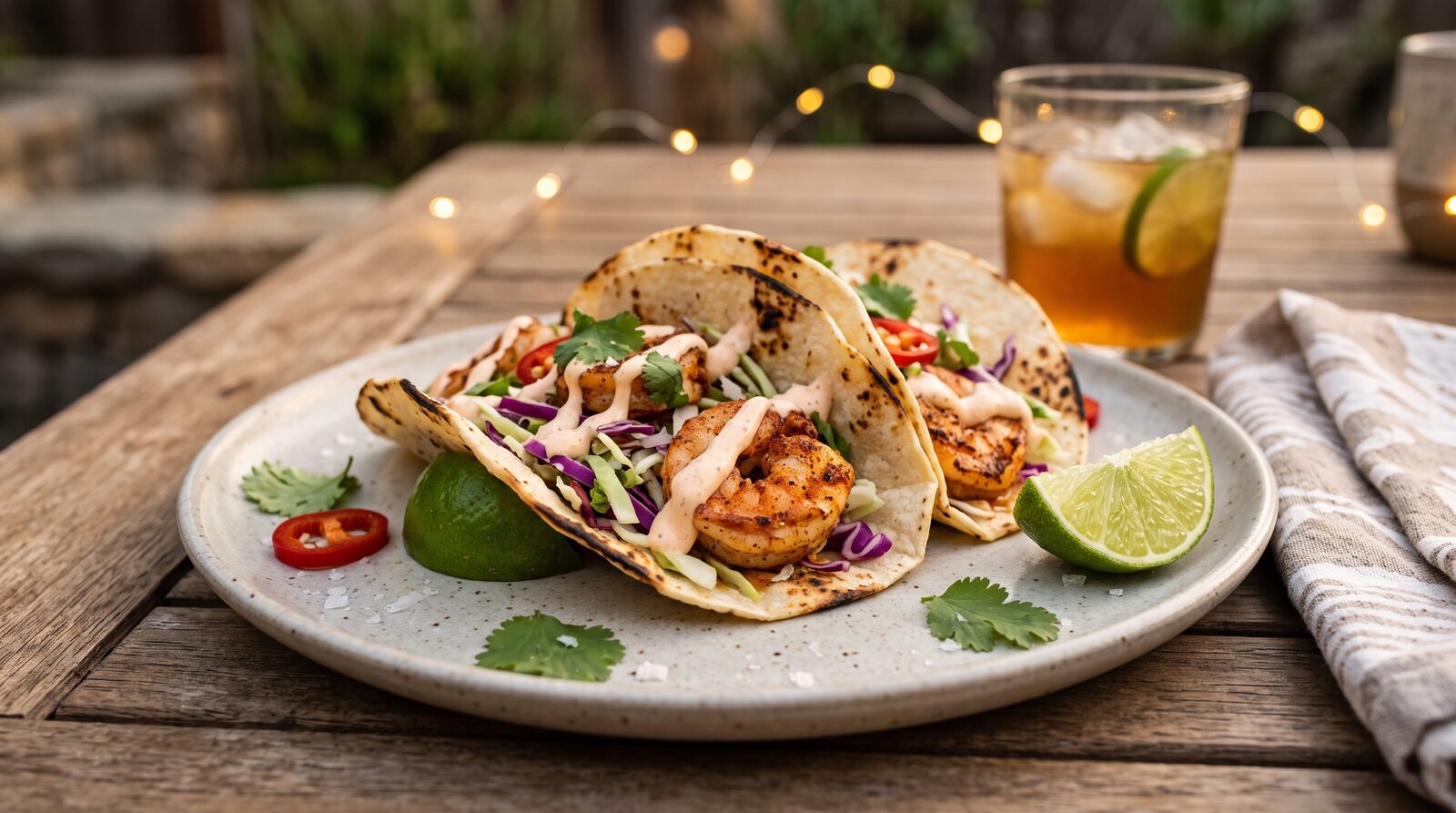 Shrimp tacos with slaw