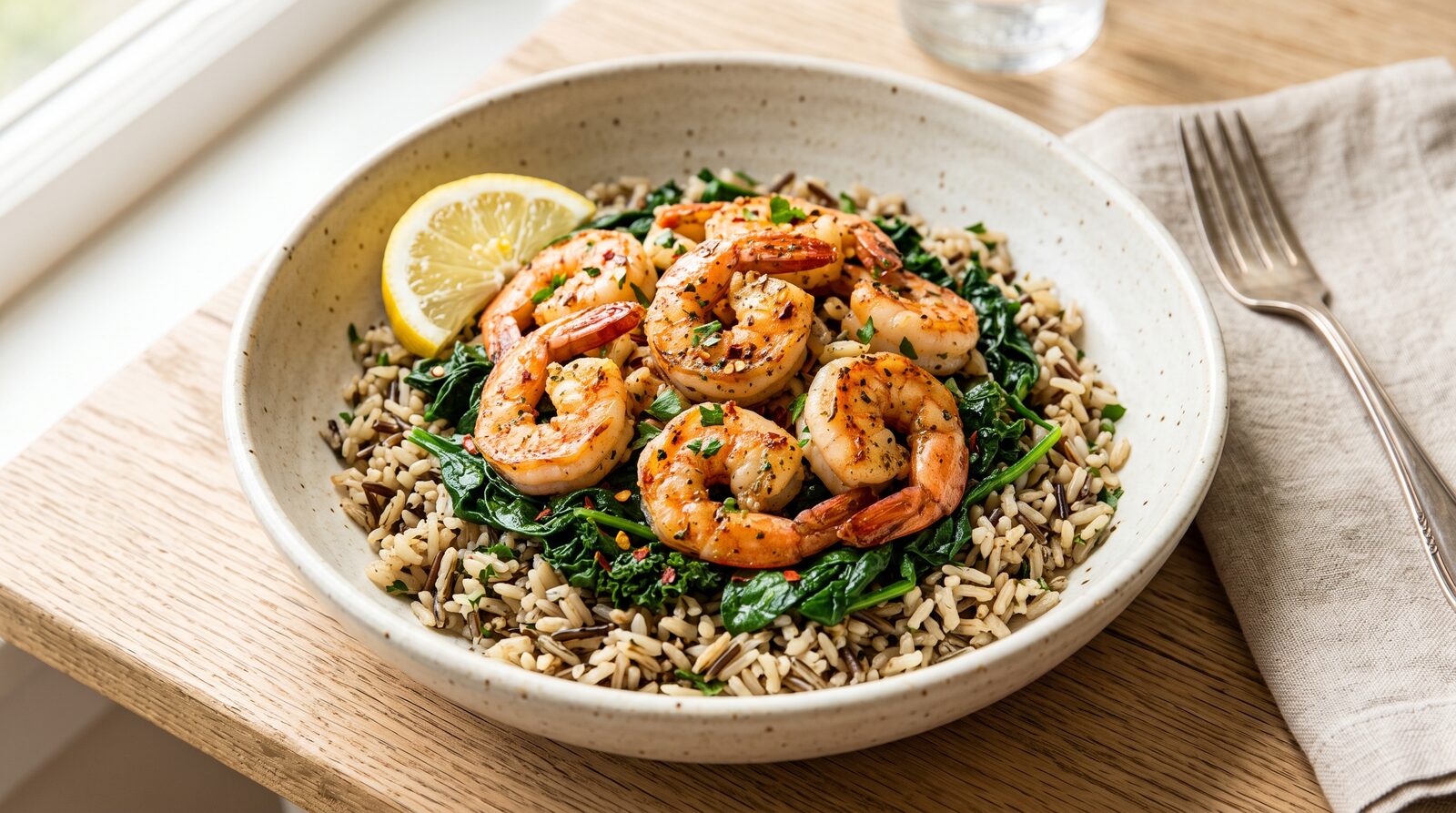 Shrimp and wild rice bowl