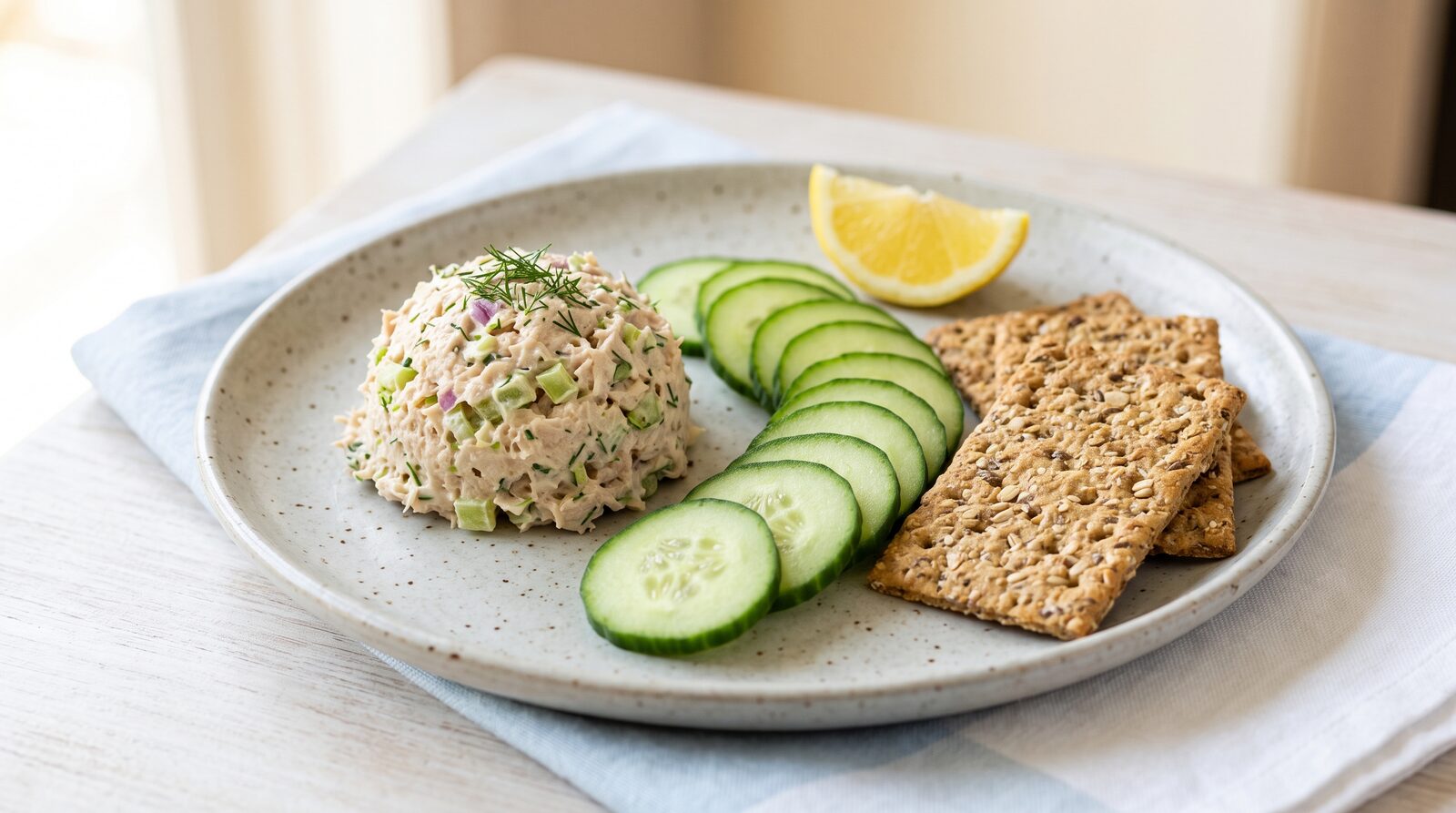 Tuna cucumber cracker plate