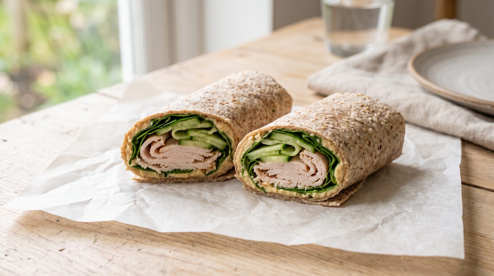 Turkey hummus wrap